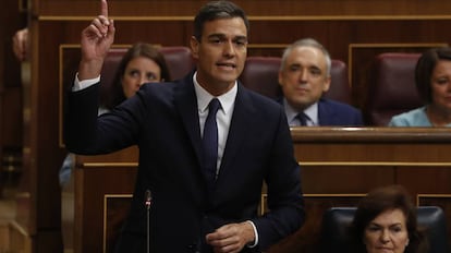 El presidente del Gobierno, Pedro Sánchez, en el Congreso de los Diputados.