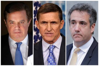 Paul Manafort, Michael Flynn y Michael Cohen.