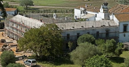 Imagen de las obras del Consejo Superior de Investigaciones Cient&iacute;ficas (CSIC) en el Palacio de Do&ntilde;ana tomada hace un mes.