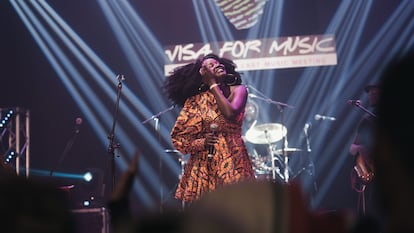 Sandra Nankoma, cantante ugandesa de soul y jazz, durante su actuación en la edición de 2019 de Visa for Music.