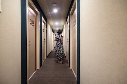 Un pasillo del hotel Ibis Budget Madrid Albasanz.