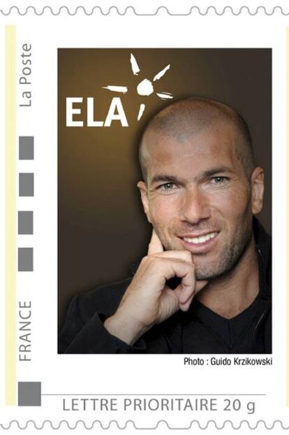 Sello con la imagen de Zidane.