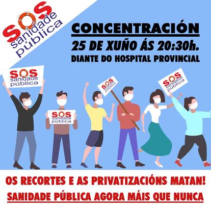 Cartel de una de las convocatorias de SOS Sanidade Pública contra los recortes el próximo jueves.