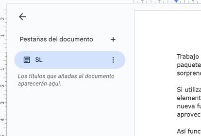 Uso de las pestañas en Google Documentos