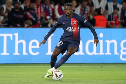 Ousmane Dembéle durante un partido con el PSG esta temporada.