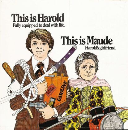 <b>'Harold y Maude (Hal Ashby, 1971)'</b>. El paso del tiempo ha acabado depositándola en ese limbo para cinéfilos adoradores de curiosidades, extravagancias y obras fuera de catálogo. La cosa no es para menos, porque reunir como pareja protagonista a un joven con tendencias suicidas y una vitalista viejecita -aquí la estupenda Ruth Gordon- aficionada a los funerales, tenía su miga en esta especie de 'Love Story' para amantes de lo incorrecto.