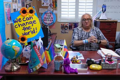 Andrea Montanez sits in her office in the Hope Community Center