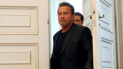 Arnold Schwarzenegger em uma visita à Áustria, seu país de origem.