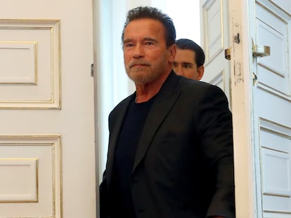 Arnold Schwarzenegger em uma visita à Áustria, seu país de origem.