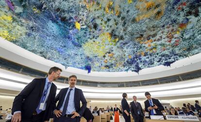 Sala del Consejo de Derechos Humanos, en la sede de la ONU en Ginebra, el viernes en la votación sobre Gaza.