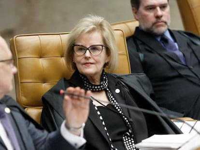 Rosa Weber com Édson Fachin e Dias Toffolli no plenário desta quarta.