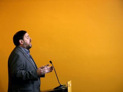 El president d'ERC, Oriol Junqueras, al Consell Nacional d'ERC.