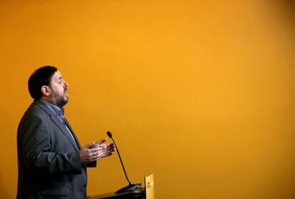 El president d'ERC, Oriol Junqueras, al Consell Nacional d'ERC.