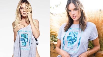 Heidi Klum y, a la derecha, Alessandra Ambrosio en la campa&ntilde;a contra el hambre de Michael Kors. 