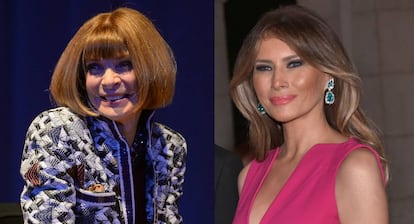 La editora de 'Vogue USA' y, a la derecha, la primera dama de Estados Unidos Melania Trump.