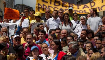 Manifestaci&oacute;n contra la detenci&oacute;n de Ledezma este viernes en Caracas. 