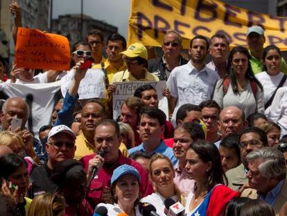 Manifestação contra a prisão de Ledezma, na sexta-feira, em Caracas.