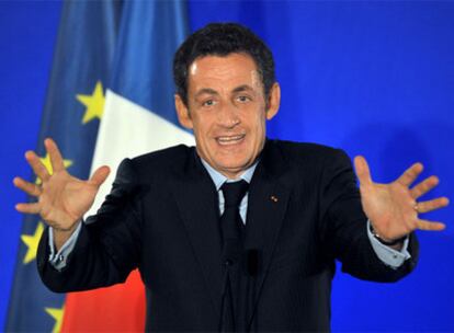 Nicolas Sarkozy, durante un discurso pronunciado en Saint-Lô, en el noroeste de Francia.