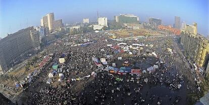 Vista aérea de la plaza Tahrir durante las celebraciones.