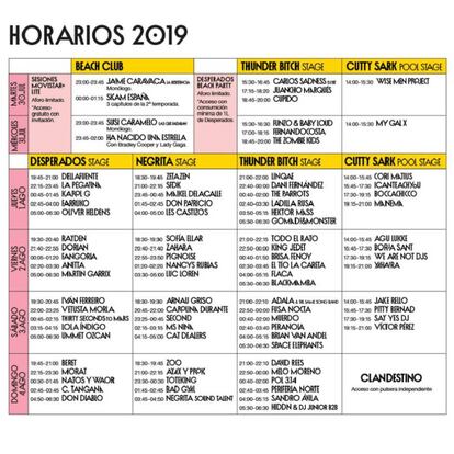 Horarios del Arenal Sound 2019.