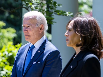 El presidente de Estados Unidos, Joe Biden, y la vicepresidenta, Kamala Harris, esta semana en un acto en la Casa Blanca.