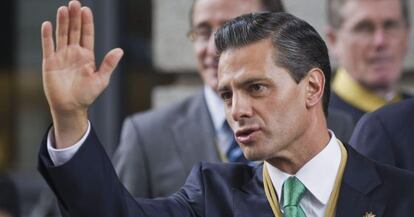 Enrique Peña Nieto tras intervenir ante las Cortes.