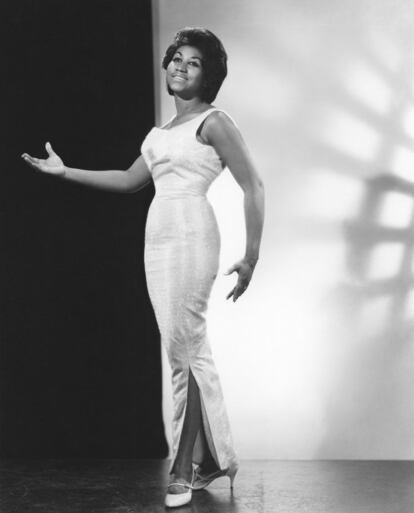 La cantante Aretha Franklin en Nueva York en 1964.