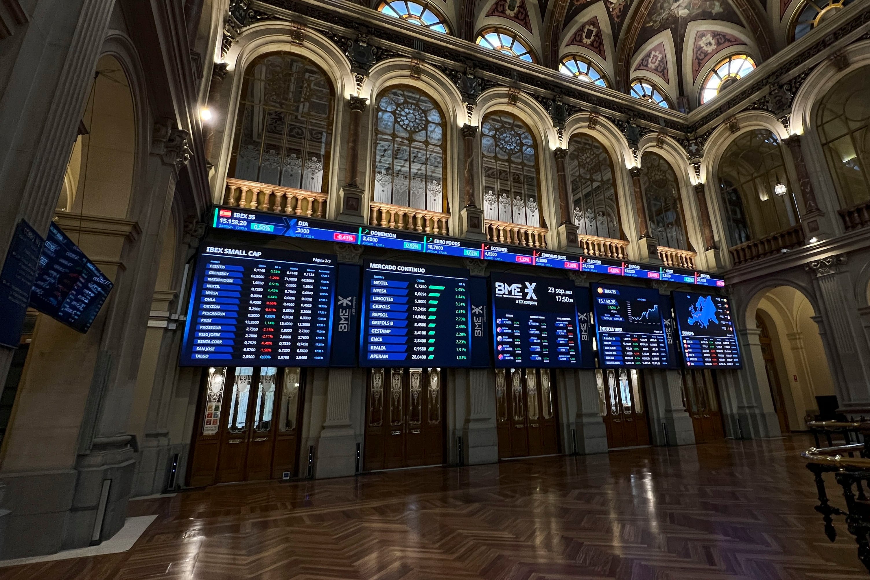 El IBEX 35 sube un 0,5 % y afianza los 15.150 puntos tras la recuperción de la banca