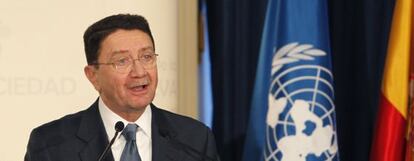 El secretario general de la OMT, Taleb Rifai, hoy en Madrid.