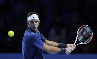 Juan Mart&iacute;n del Potro during his match against Richard Gasquet in London on Monday.
 