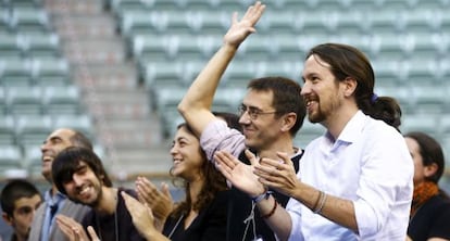 Asamblea Ciudadana de Podemos. Juan Carlos Monedero y Pablo Iglesias