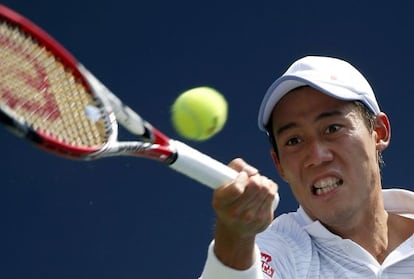 Kei Nishikori, en su partido ante Novak Djokovic.