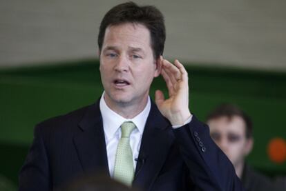 Nick Clegg en un acto de campaña del partido liberal-demócrata.