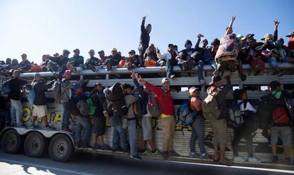 Una caravana de migrantes en el Estado de Jalisco. 