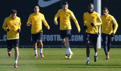 Abidal, durante un entrenamiento reciente.