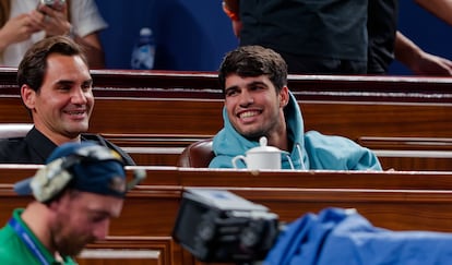 Federer y Alcaraz, durante la final.