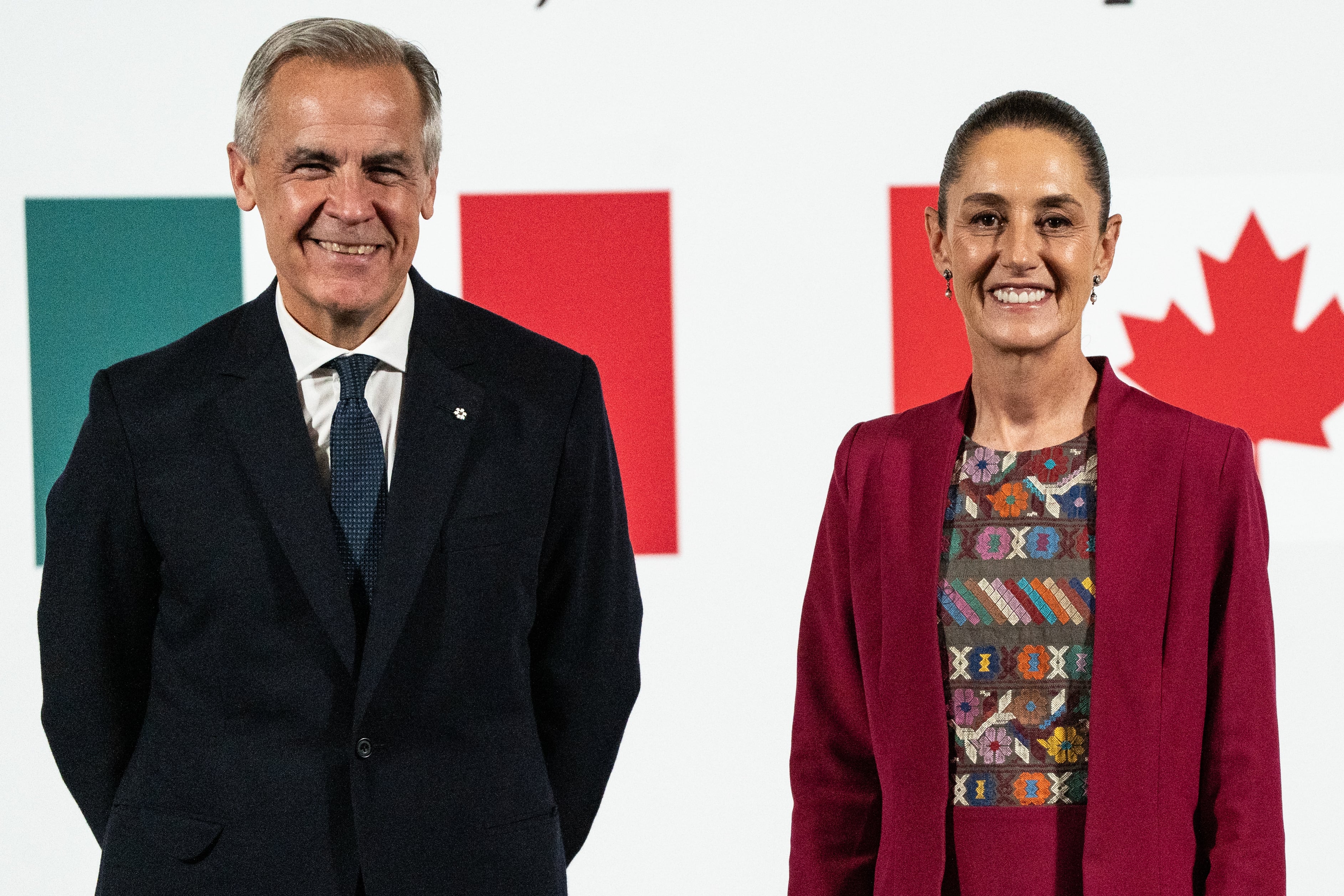 Mark Carney y Claudia Sheinbaum en Ciudad de México, el 18 de septiembre.