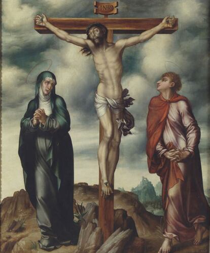 'La Crucifixión', de Luis de Morales (1509/10-1586), óleo de aproximadamente 1566, es una de las 25 obras que el empresario Plácido Arango ha donado de su colección al Museo del Prado.