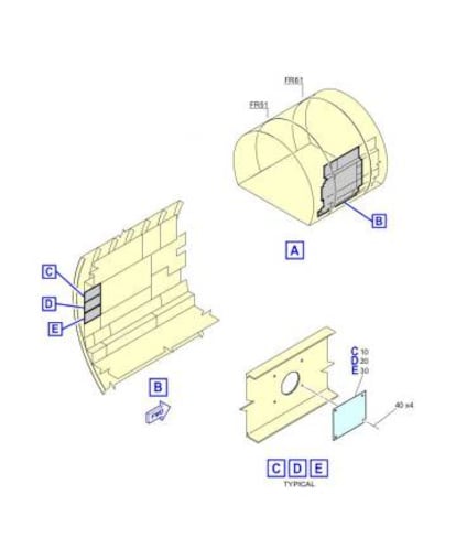 Reproducción de la ilustración de un manual de instrucciones para el equipo técnico que manipula un avión. Un cambio en el color o grosor de las líneas implicaría actuaciones completamente diferentes. |