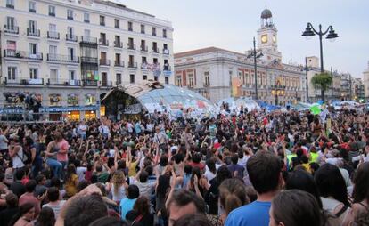 Acampada de indignados en Sol.