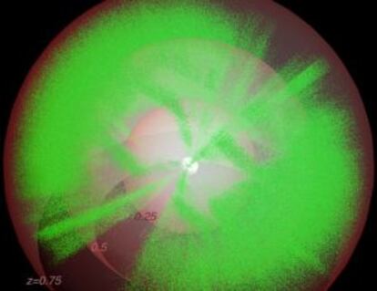 Distribución de galaxias luminosas realizada por SDSS-III.