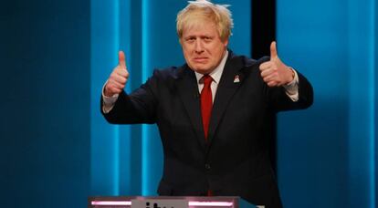 Boris Johnson gesticula en el debate sobre el 'Brexit' celebrado el jueves en la cadena ITV.