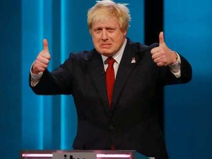 Boris Johnson gesticula en el debate sobre el &#039;Brexit&#039; celebrado el jueves en la cadena ITV.