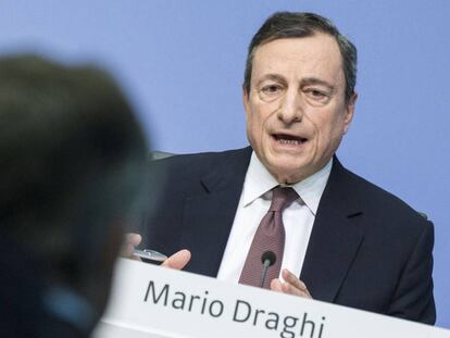 El presidente del BCE, Mario Draghi, en Fráncfort en marzo.