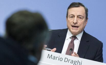 El presidente del BCE, Mario Draghi, en Fráncfort en marzo.