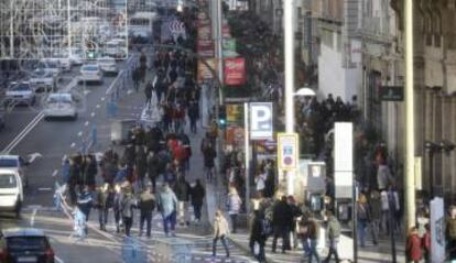 La Gran Vía de Madrid durante la peatonalización parcial y temporal del pasado mes de diciembre.