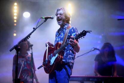 El cantante de Xoel López durante su actuación en la tercera jornada del Festival Sonorama Ribera, el 11 de agosto de 2018.