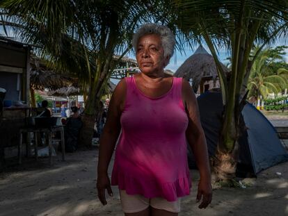 Una migrante venezolana que ha caminado desde Venezuela hasta Necoclí, en Colombia.