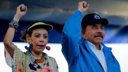 El presidente de Nicaragua, Daniel Ortega, y la copresidenta del país, su esposa Rosario Murillo.