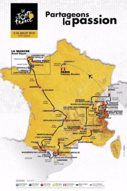 Gràfic del recorregut del Tour 2016.